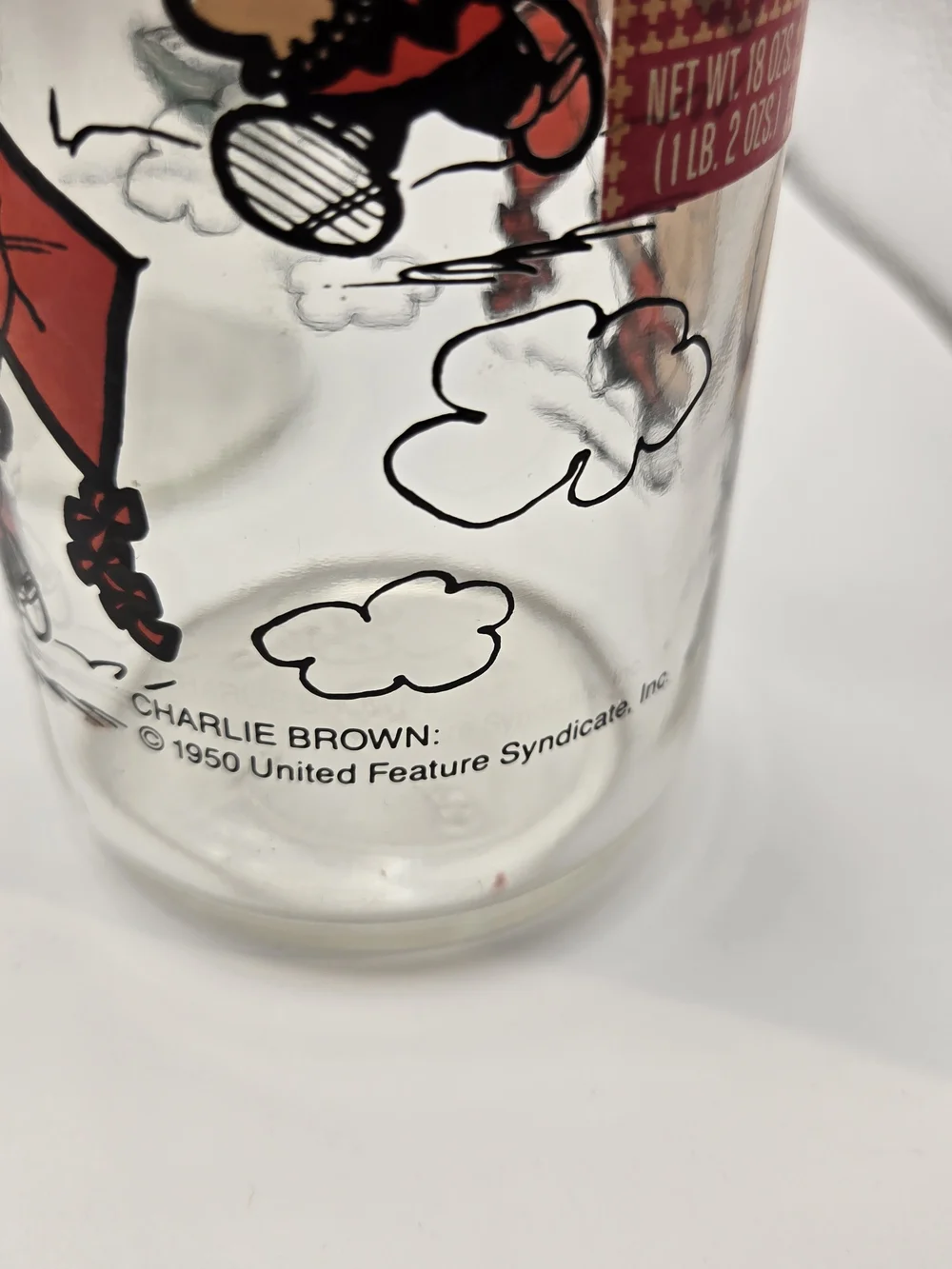 6 Peanuts Tall Glass Tumblers/Kraft Jelly Jars